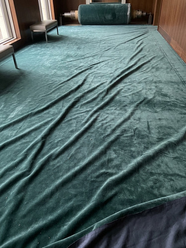 Teal velvet fabric the - by,