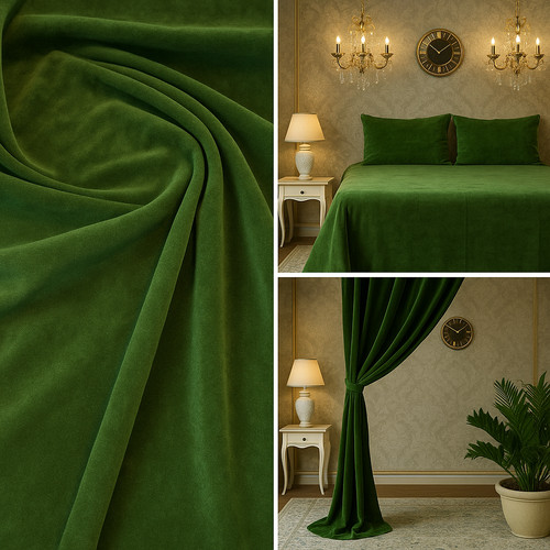 Moss green cotton velvet